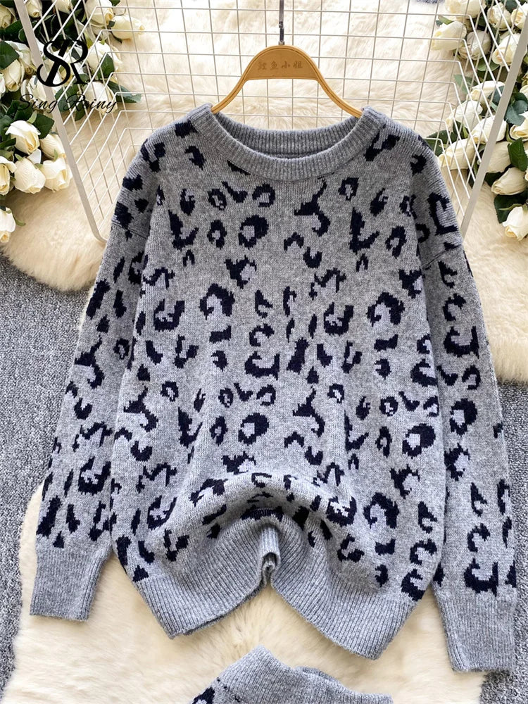 Leopard Knitted Set