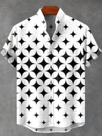 Pattern Printed Summer Comfortable Linen Short Sleeve Shirt