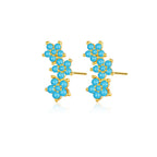 925 Sterling Silver Three Flower Stud Earring