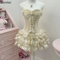 Bow Tank Tops Mini Cake Skirt Set