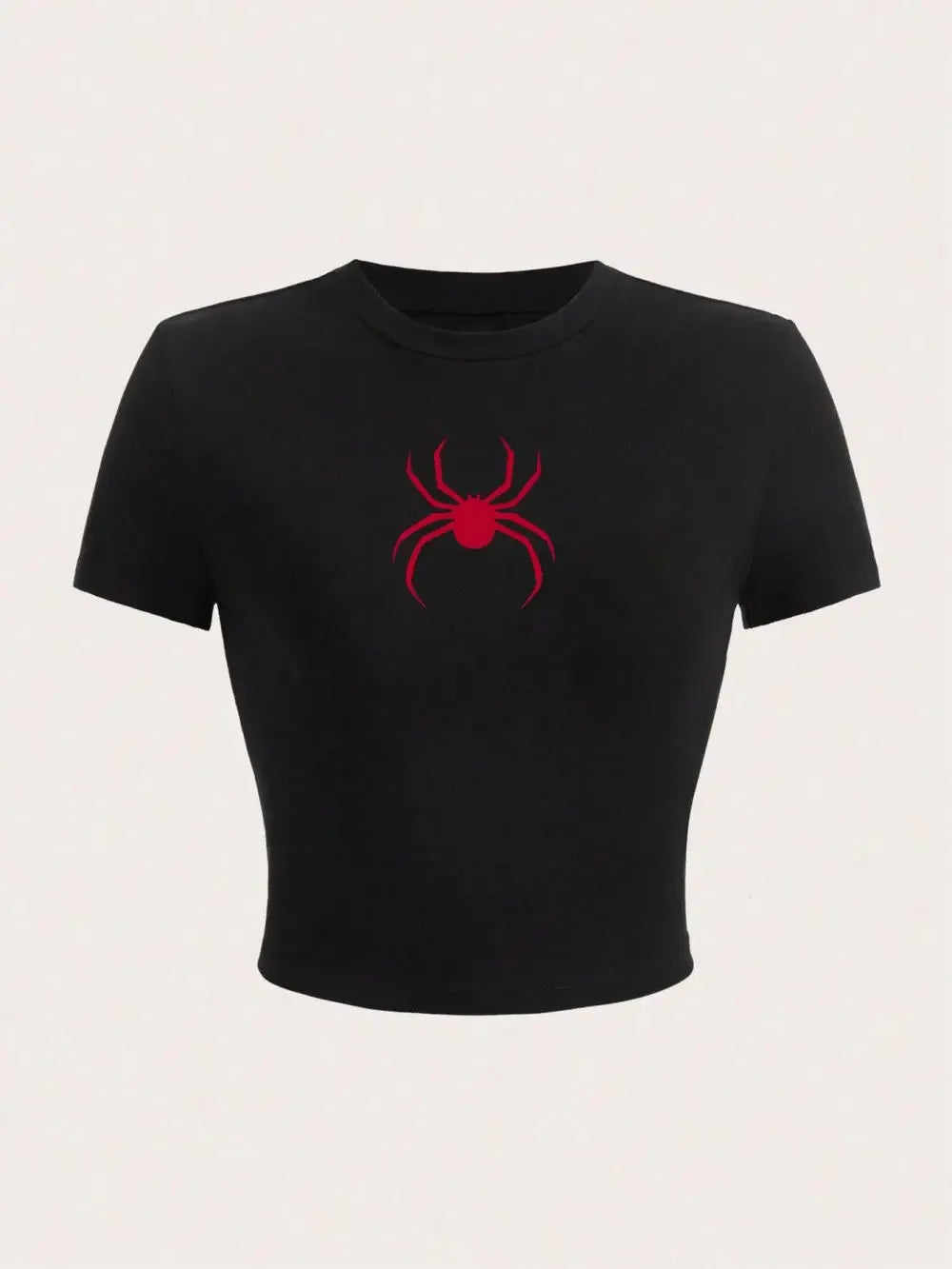 Simple Red Spider Prints Crop Tee