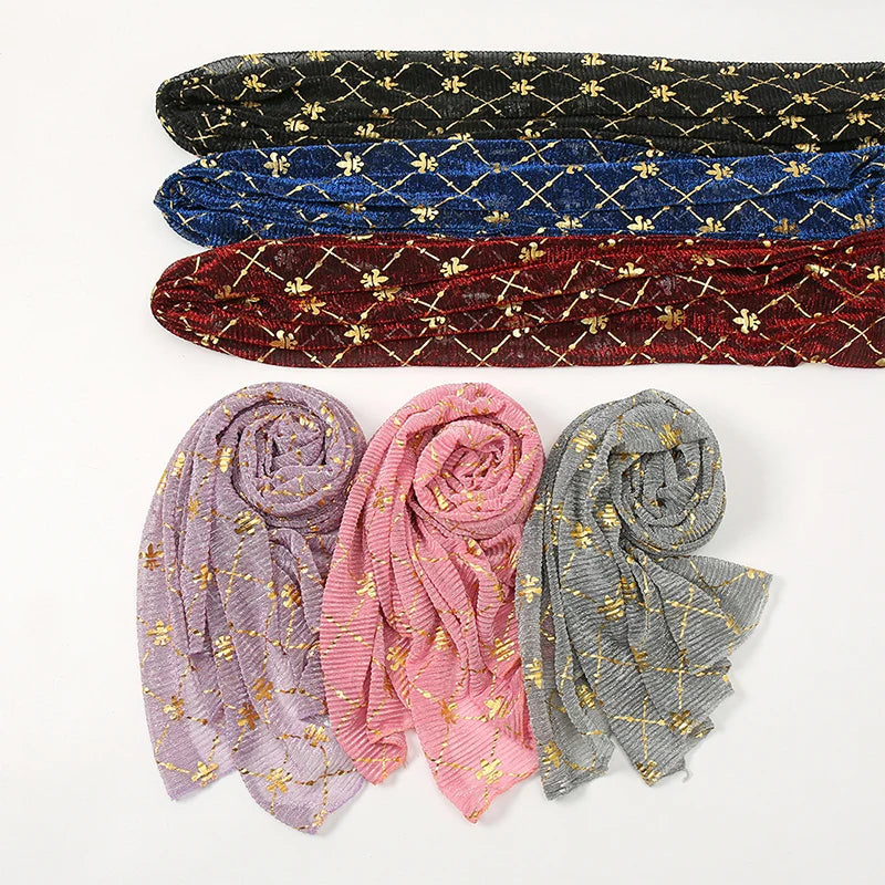 Muslim Chiffon Hijab Scarf Women Long Sequin Fabric Head Wrap For Women Hijabs Scarves Ladies Muslim Veil Jersey Hijabs