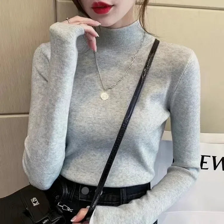 Solid Color Turtleneck Knitted Sweater