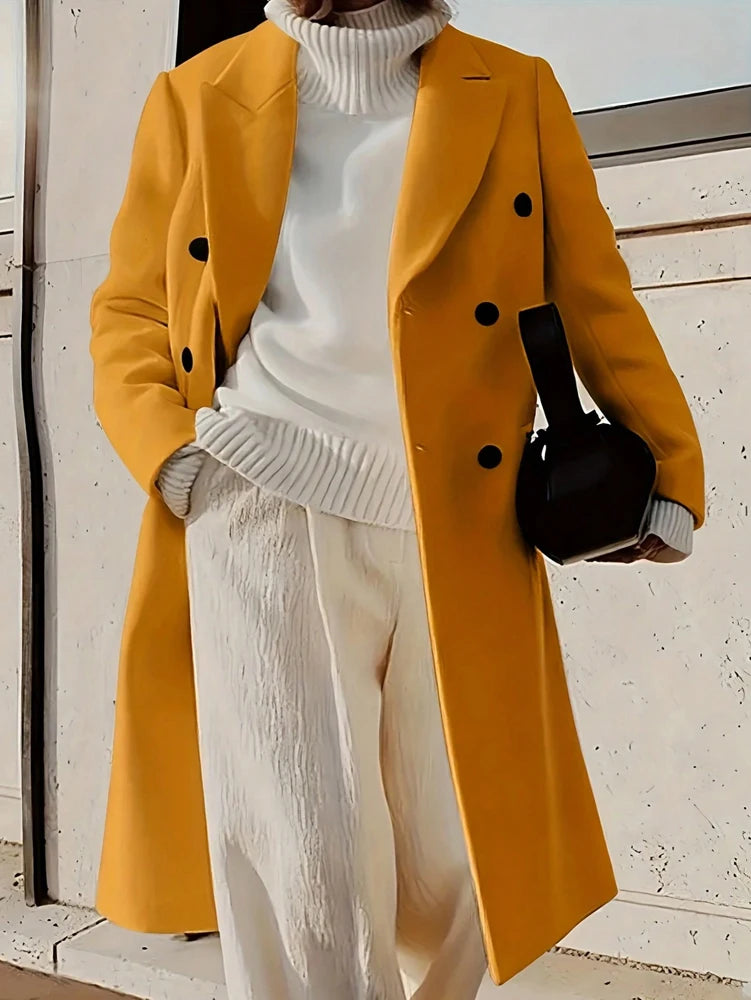 Pure Color Double-Breasted Jacket