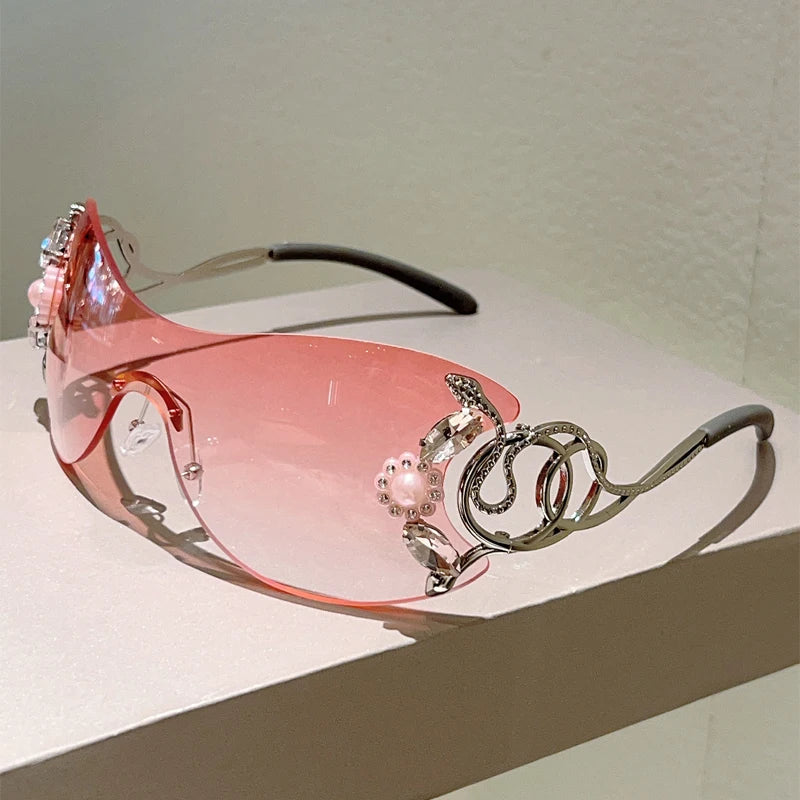 KAMMPT Rimless Sunglasses with Rhinestones