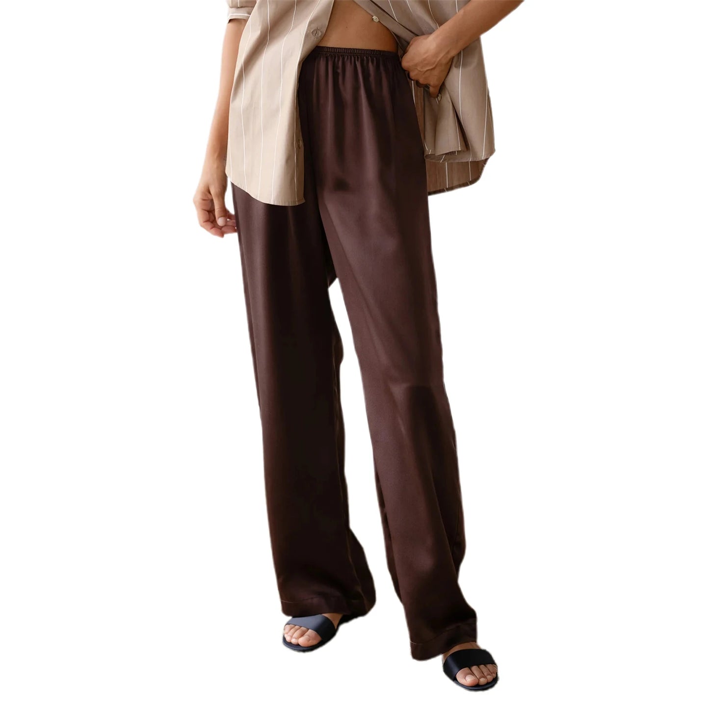 Chic Satin Wide Leg Dress Pants