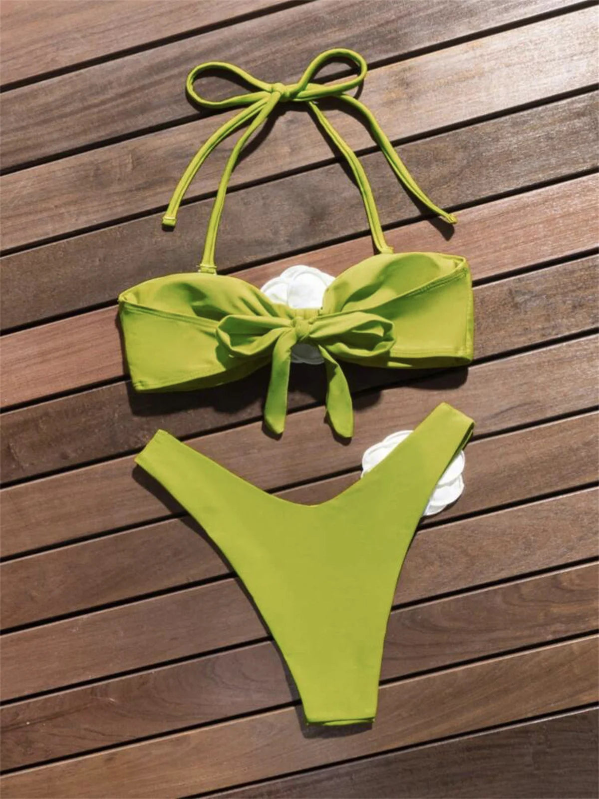 Daxiyee 3D Flowers Bandeau Bikini