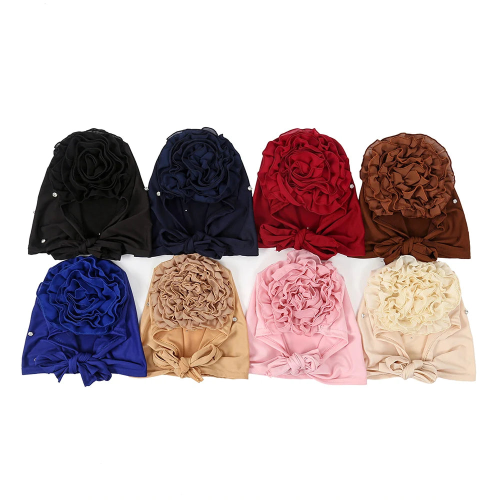 New Muslim Hijab Women Pre-Tied Inner Hijab Caps Soft Cotton Back Flower Muslim women hijab kebaya Islam Underscarf Hijabs femme