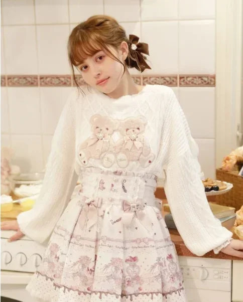 Cartoon Bear Knit Pullover Sweater