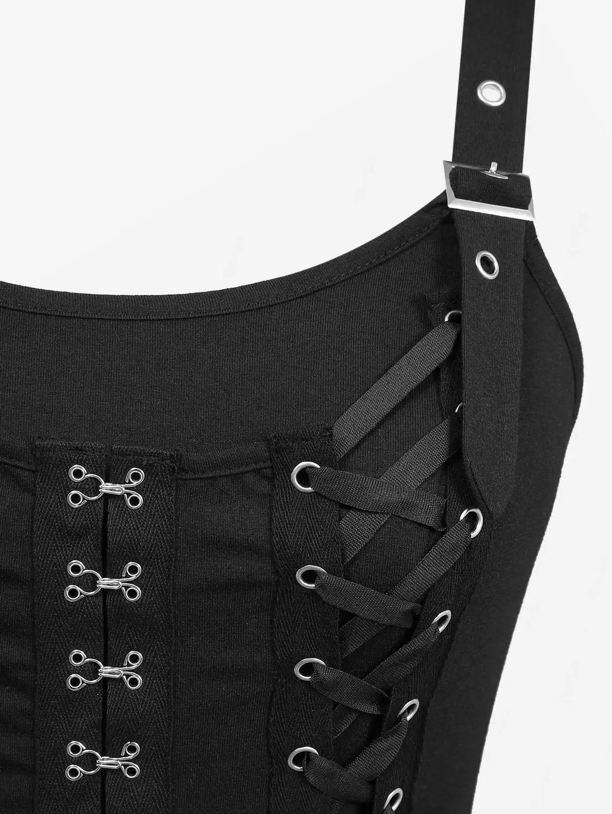 Lace Up Hook and Eye Crisscross Strappy Top