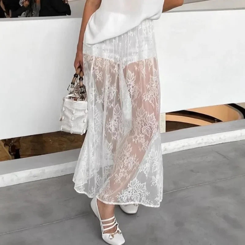 Lace See-Through Skirt