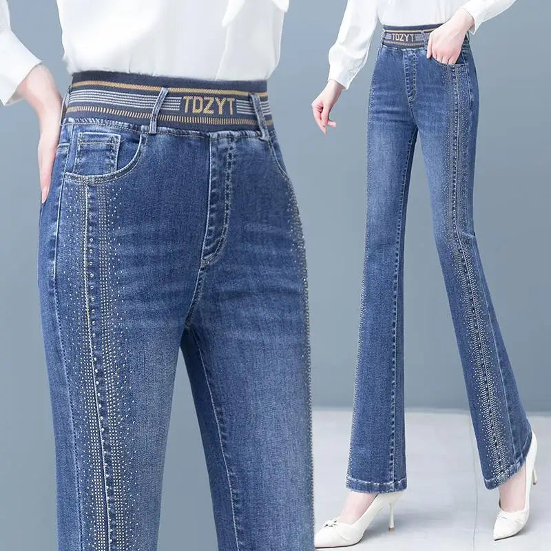 Simple Elegant High Waist Micro Flared Jeans