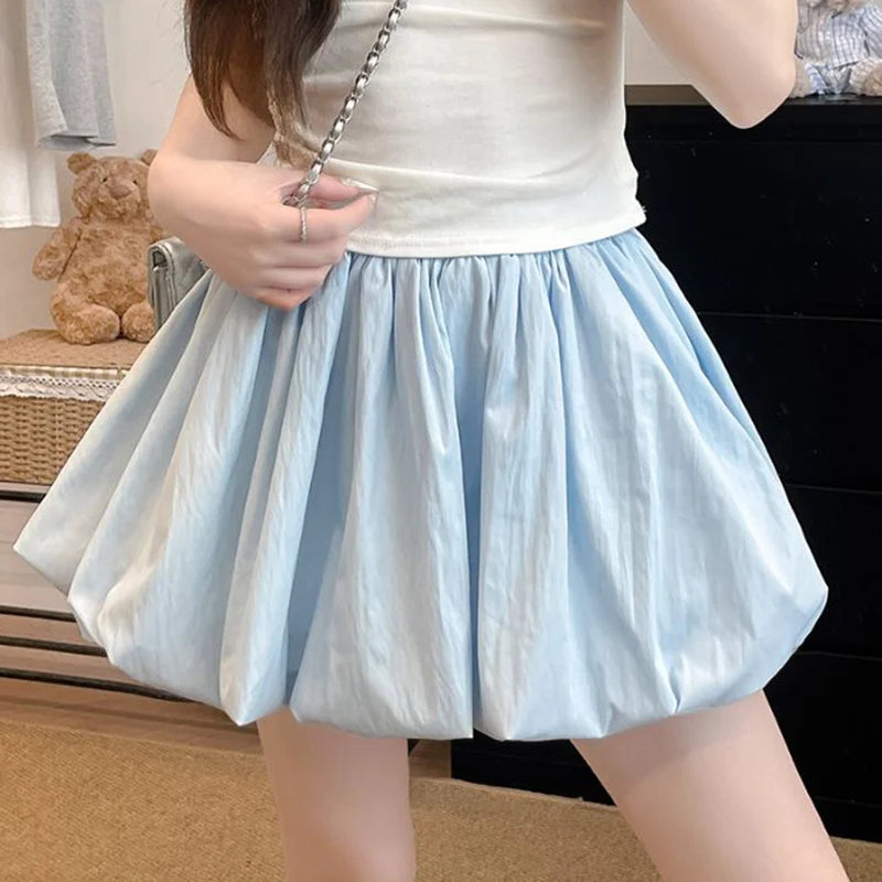 High Waist Ruched A-line Skirts