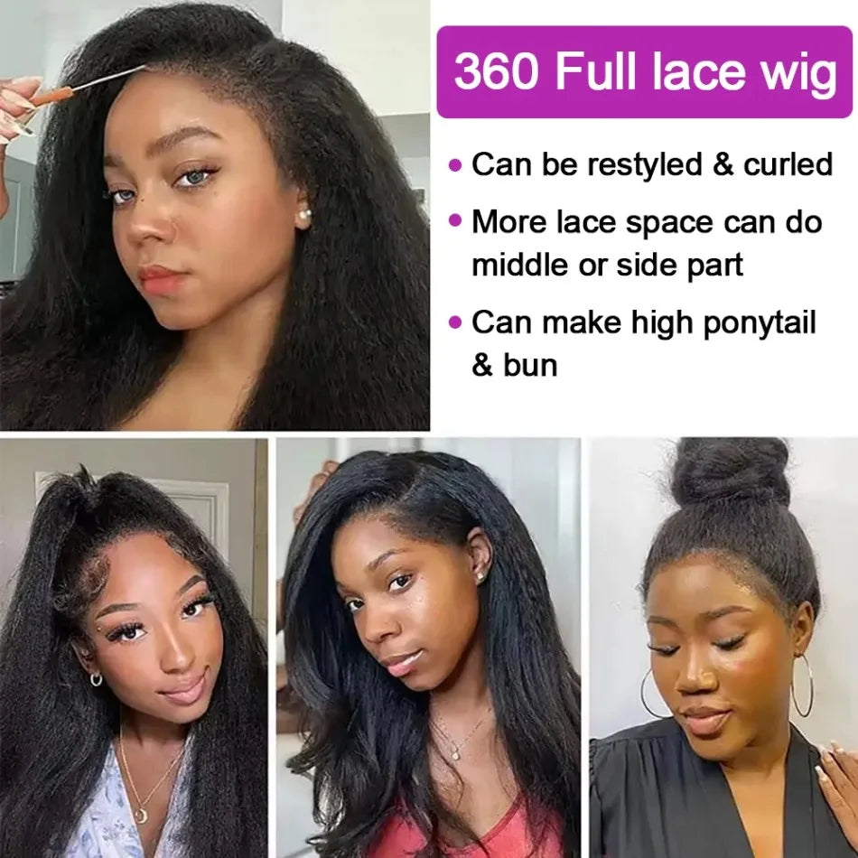 Kinky Straight 360 HD Lace Frontal Wig