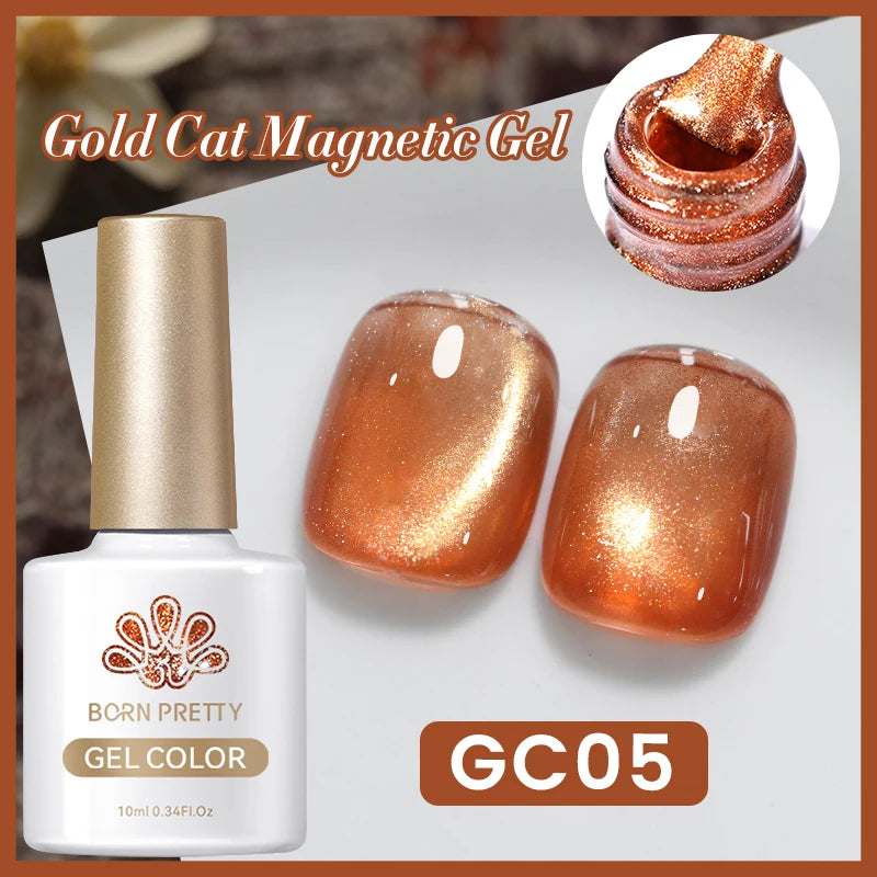 BORN PRETTY 10ml Water Light Cat Magnetic Gel Nail Polish Shining Super Sliver-light Holographics Soak Off UV Gel Varnish