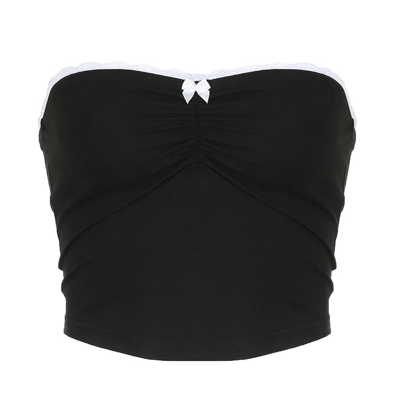 Contrast Bow Stitched Tube Top