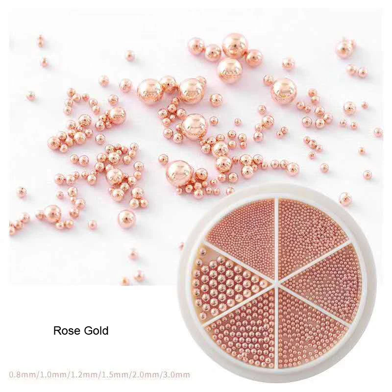 Gold/Silver Stainless Steel Nail Art Beads 3D Mini Alloy Caviar Ball Nail Charm Metal Micro Caviars DIY Nails Jewelry Accessorie