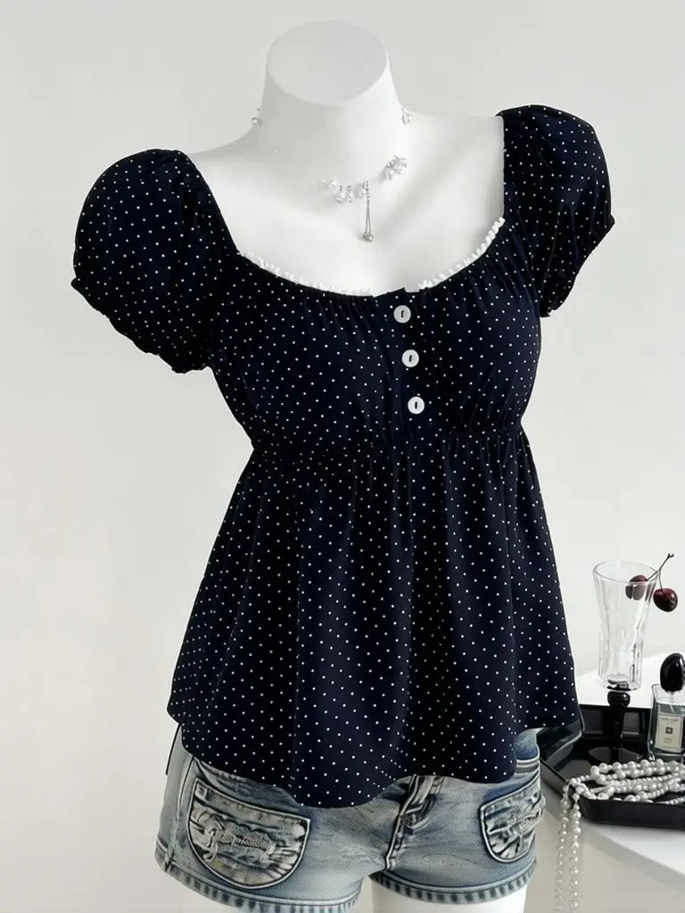 Polka Dot Babydoll Top