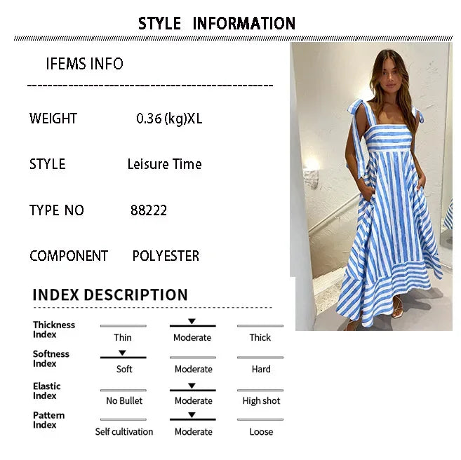 Striped Printing Lace-up Pendulum Dress