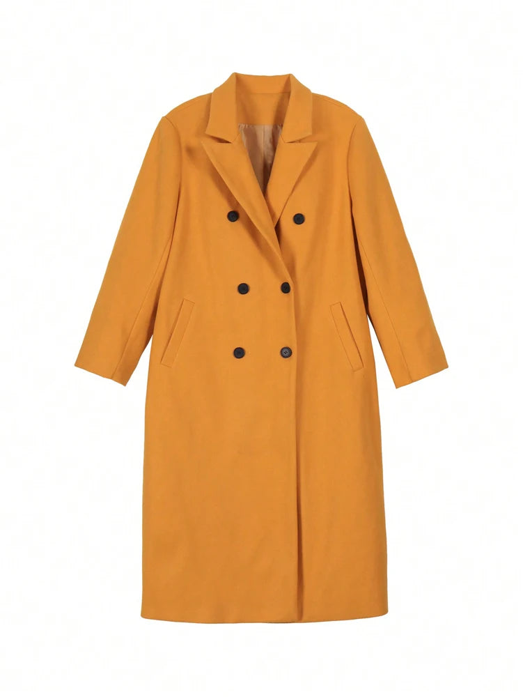 Pure Color Double-Breasted Jacket