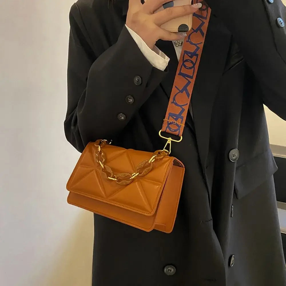 PU Leather Crossbody Clutch Flap Bag