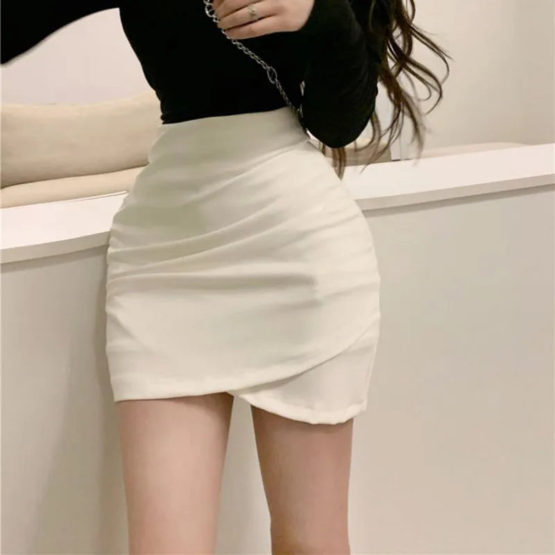 Asymmetric Tulip Hem Bodycon Short Skirt