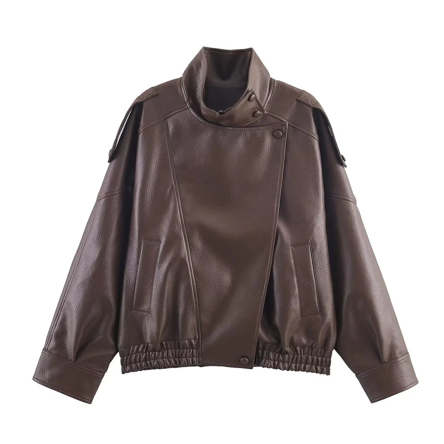 KONDALA Casual Chic Black Leather Jacket