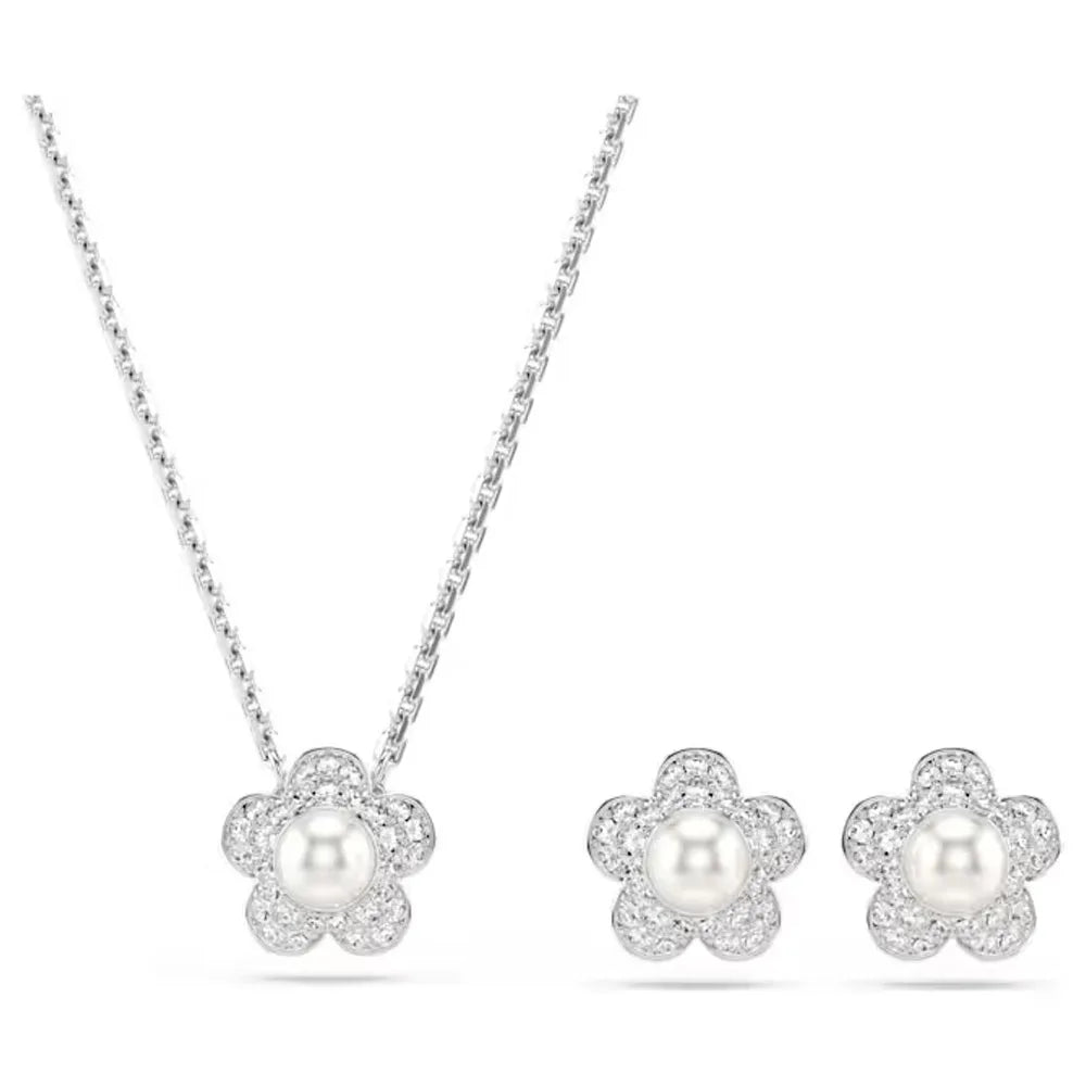 Flower Necklace Bracelet Earring Set