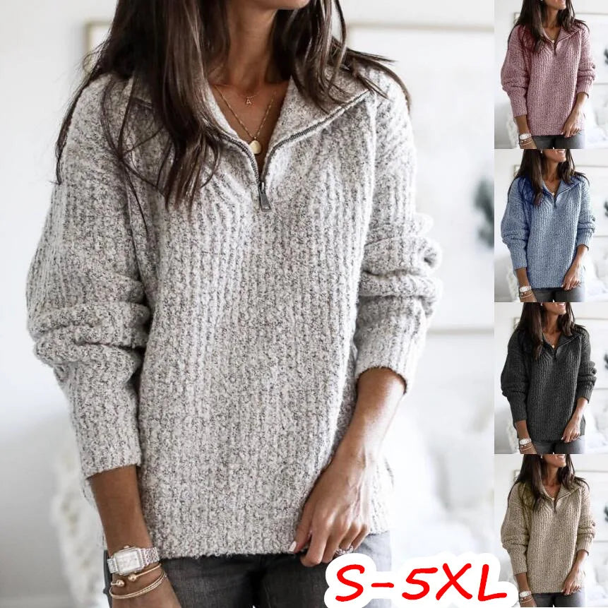 Solid Cotton Knitted Sweater