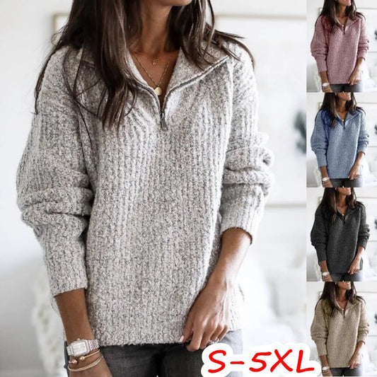 Solid Cotton Knitted Sweater