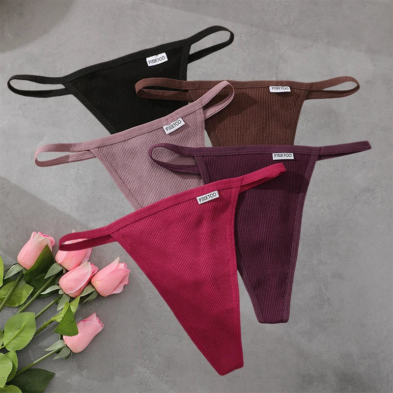 FINETOO 5PCS/Set Sexy G-string S-XL Cotton Girls Panties Women's Pantys Female Underpant Ladies Thong Lingerie Bikini Underwear