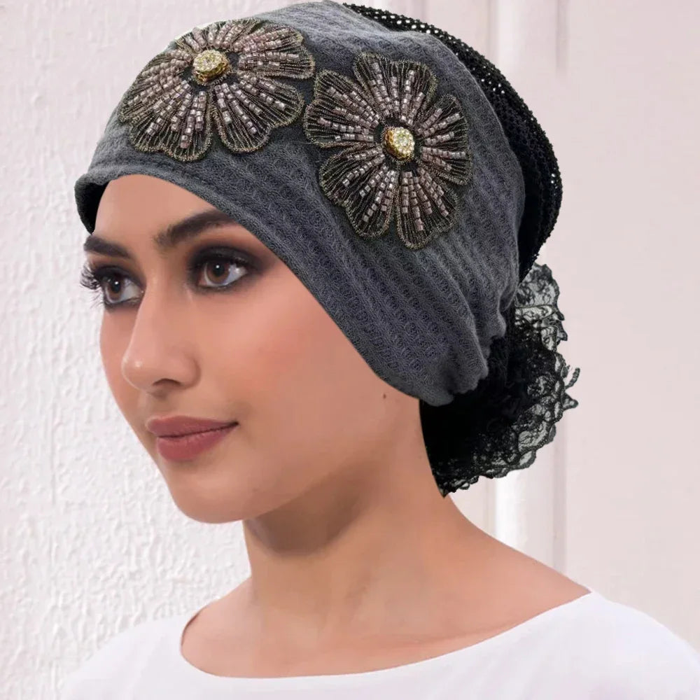 Muslim Under Scarf Hat Cancer Chemo Hats Turbante mujer Embroidery Turban Cap for Women Summer Breathable Head Wraps Bonnet