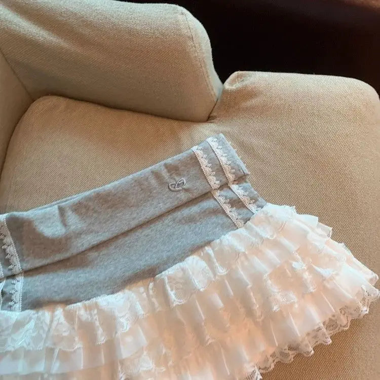 Splice Lace High Waist Mini Skirt