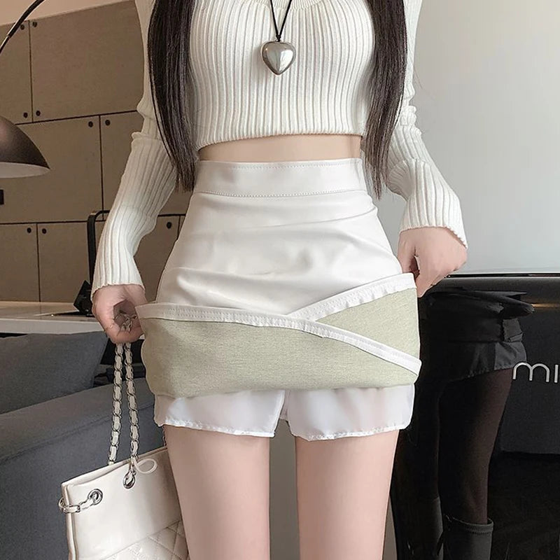 High-Waisted Faux Leather Mini Skirt