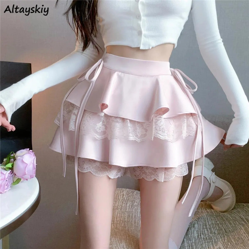 A-Line Skirt with Lace Trim