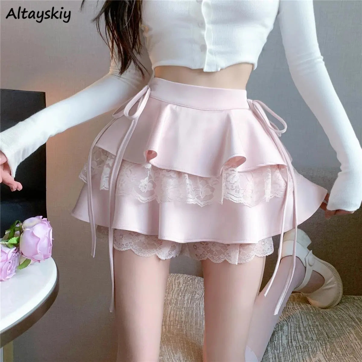 A-Line Skirt with Lace Trim