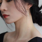 925 Sterling Silver Waterdrop Long Tassel Earring