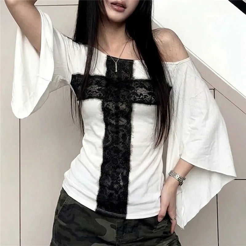 Lace Stitch Cross T-Shirt