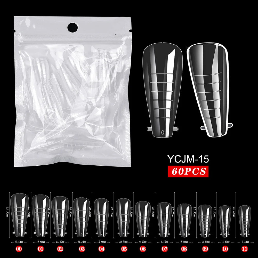 Fake Nail Forms Tips UV Gel For Extension Building Gel Polish Fake Artificial Tool 60pcs