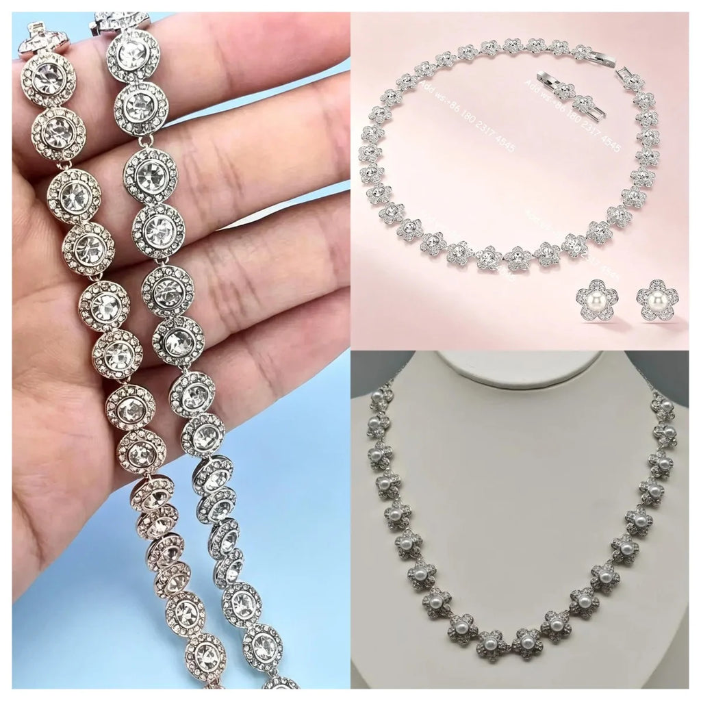 Flower Necklace Bracelet Earring Set