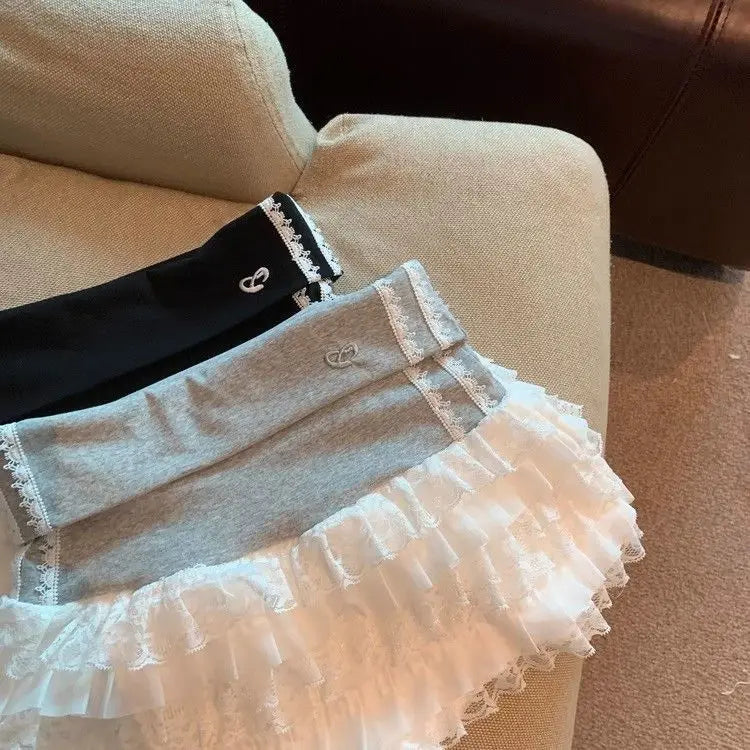 Splice Lace High Waist Mini Skirt
