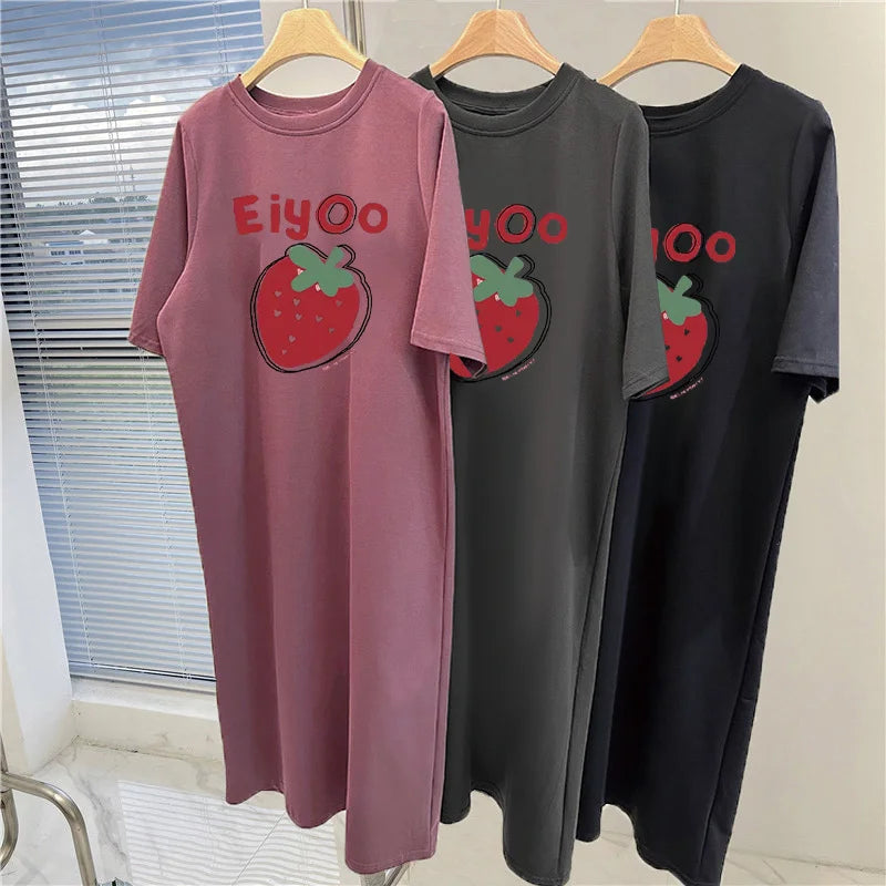 Strawberry Print T-Shirt Dress