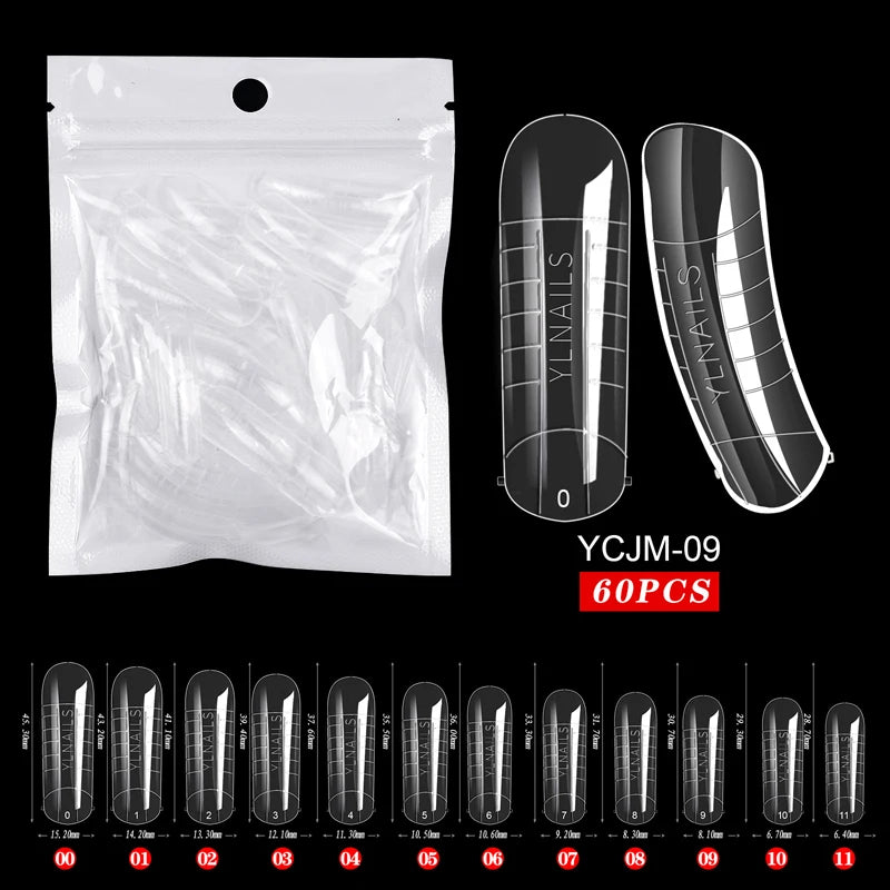 60Pcs/Bag Dual Forms Extended Plastic Nails Sticker Paper-free Support Tape Scale Nail Film Transparent Tool For Art Fingernails