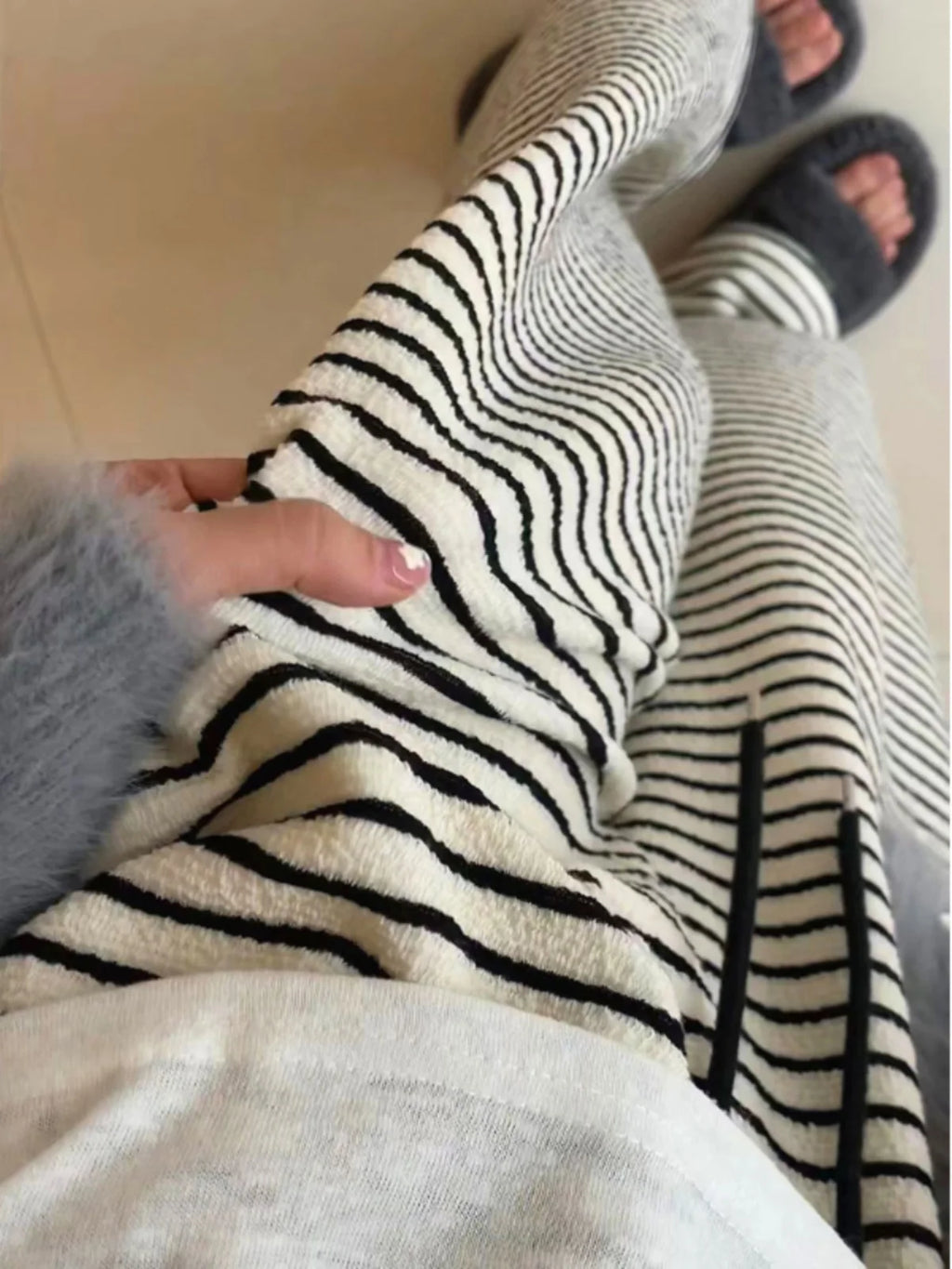 High Waist Striped Straight Leg Pants