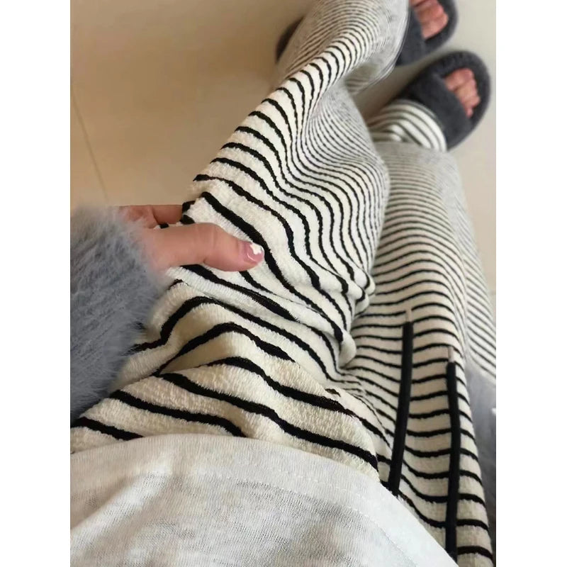 High Waist Striped Straight Leg Pants