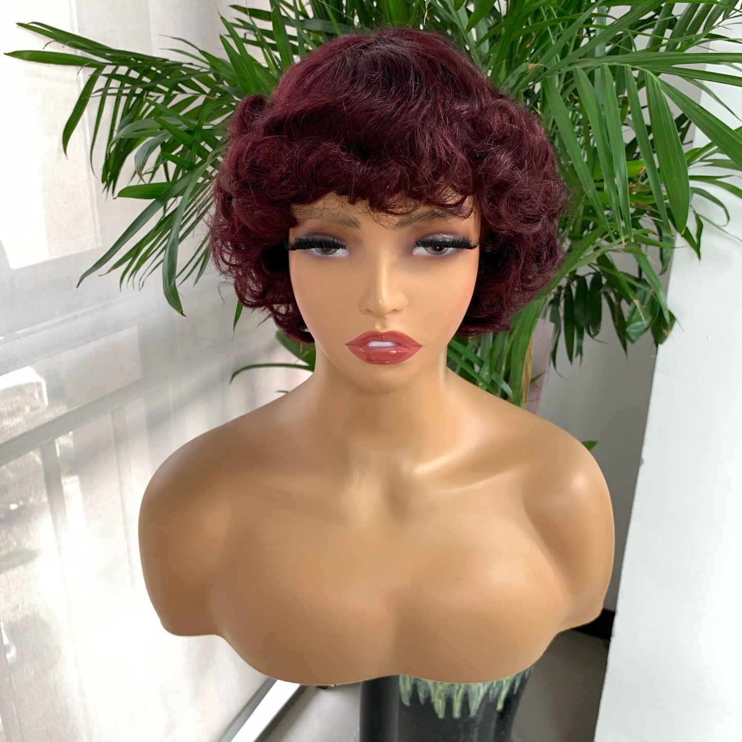 Brown Short Curly Pixie Cut Wig