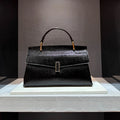 Real Leather Bright Face Snake Stitching Design Handbag
