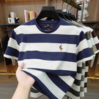Striped Round Neck Short Sleeved T-Shirt
