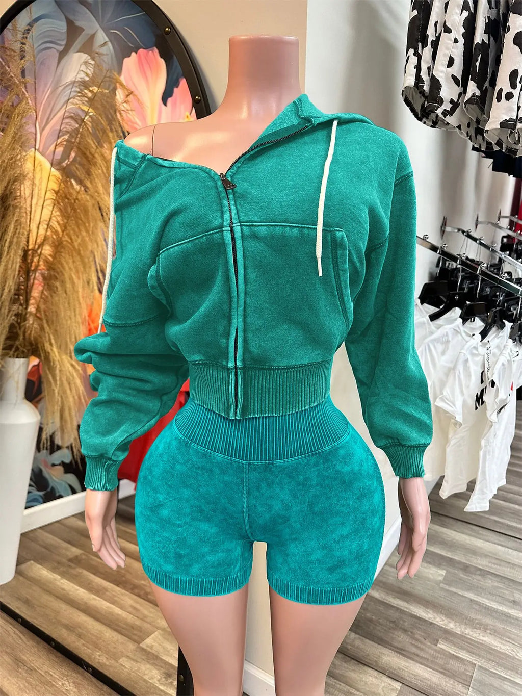 Thick Hooded Sports Shorts Set