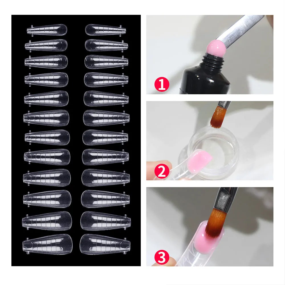 Fake Nail Forms Tips UV Gel For Extension Building Gel Polish Fake Artificial Tool 60pcs